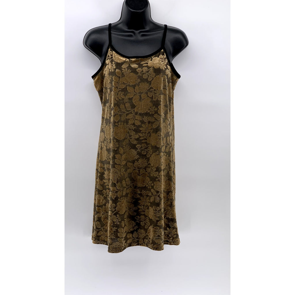 21 TWENTY ONE Women's Brown Velour Floral Scoop-Neck A-Line Mini Dress SZ M