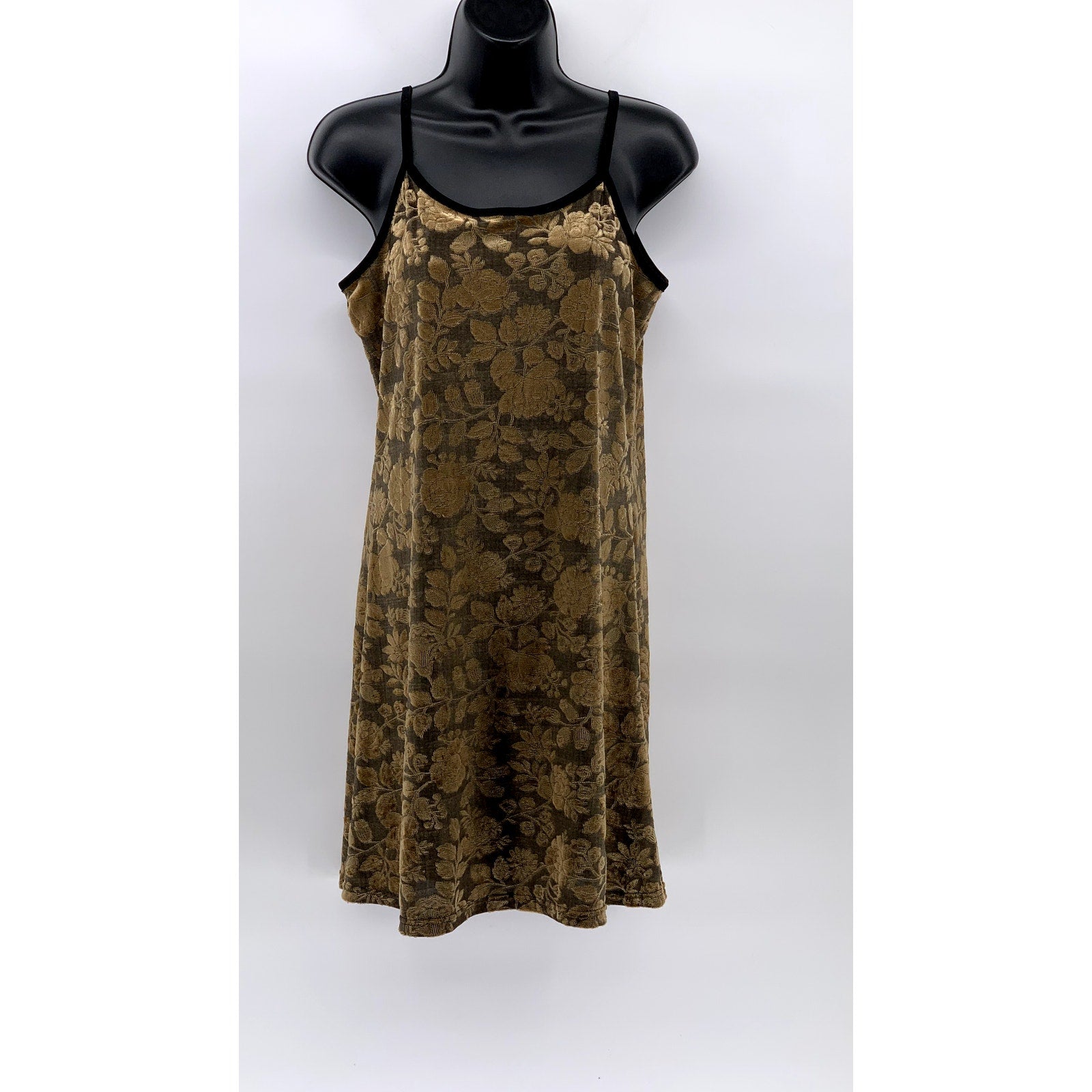 21 TWENTY ONE Women's Brown Velour Floral Scoop-Neck A-Line Mini Dress SZ M