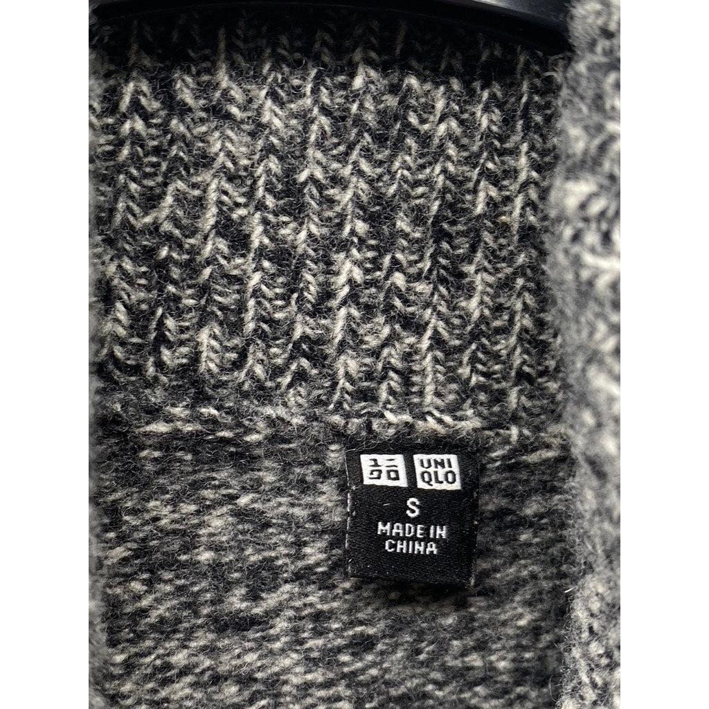 UNIQLO Women's Charcoal Gray Marled Knit Wool Knee Turtleneck Sweater Dress SZ S