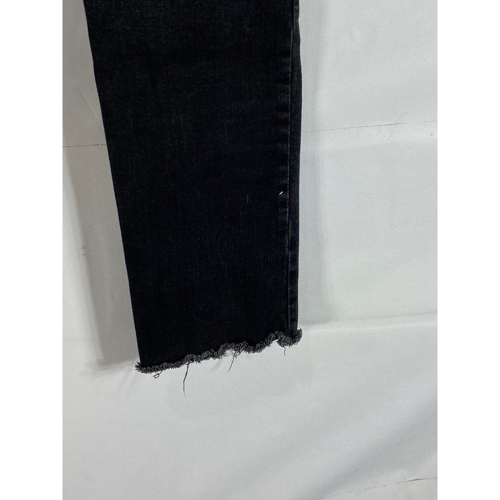 MTWTFSS WEEKDAY Women's Way Black Skinny-Fit Raw-Hem Denim Jeans SZ 28X30