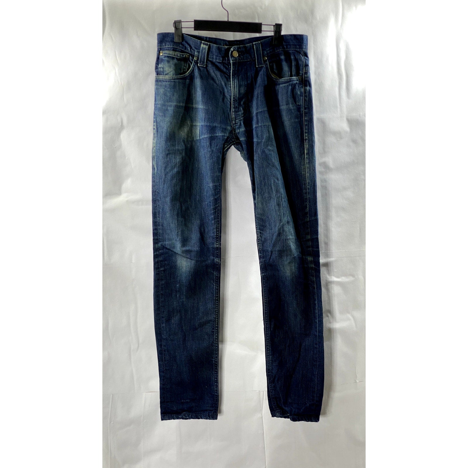 NUDIE JEANS CO Men's Indigo Blue Denim Five-Pocket Slim-Leg Jeans SZ 33X34