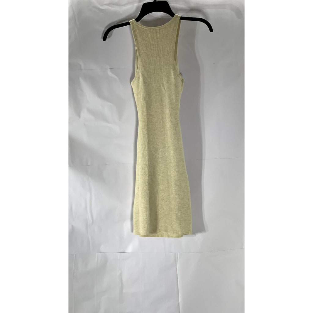 WILFRED FREE Women's Beige Cut-Out Crewneck Rib Knit Mini Tank Dress SZ XS