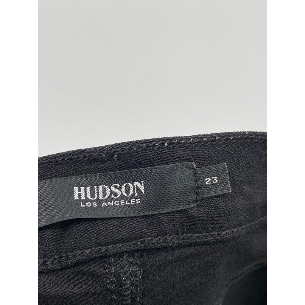 HUDSON LOS ANGELES Women’s Black Denim Five-Pocket Raw-Hem Amelia Shorts SZ 23