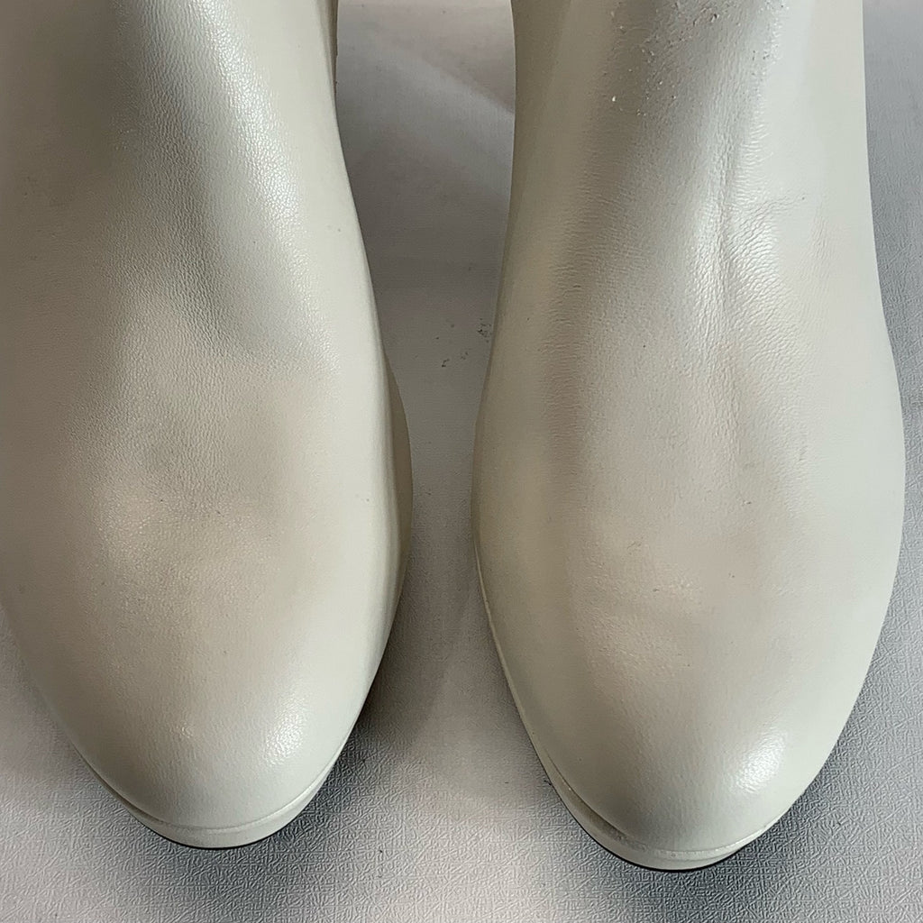 CALVIN KLEIN Women's Ivory Leather Uda Platform Block-Heel Dress Booties SZ 7