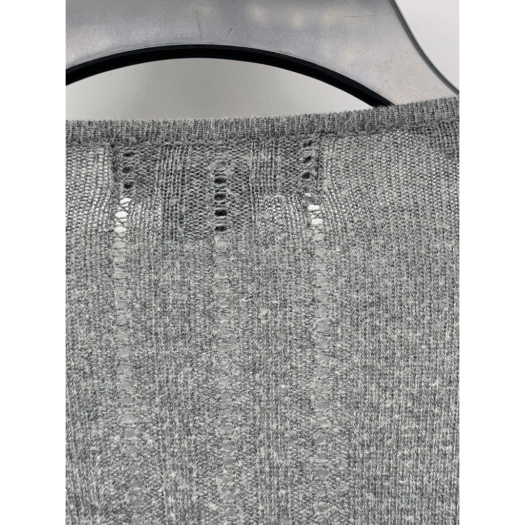 VERVE AMI Women's Gray Acrylic-Blend Open-Front Handkerchief Cardigan SZ L