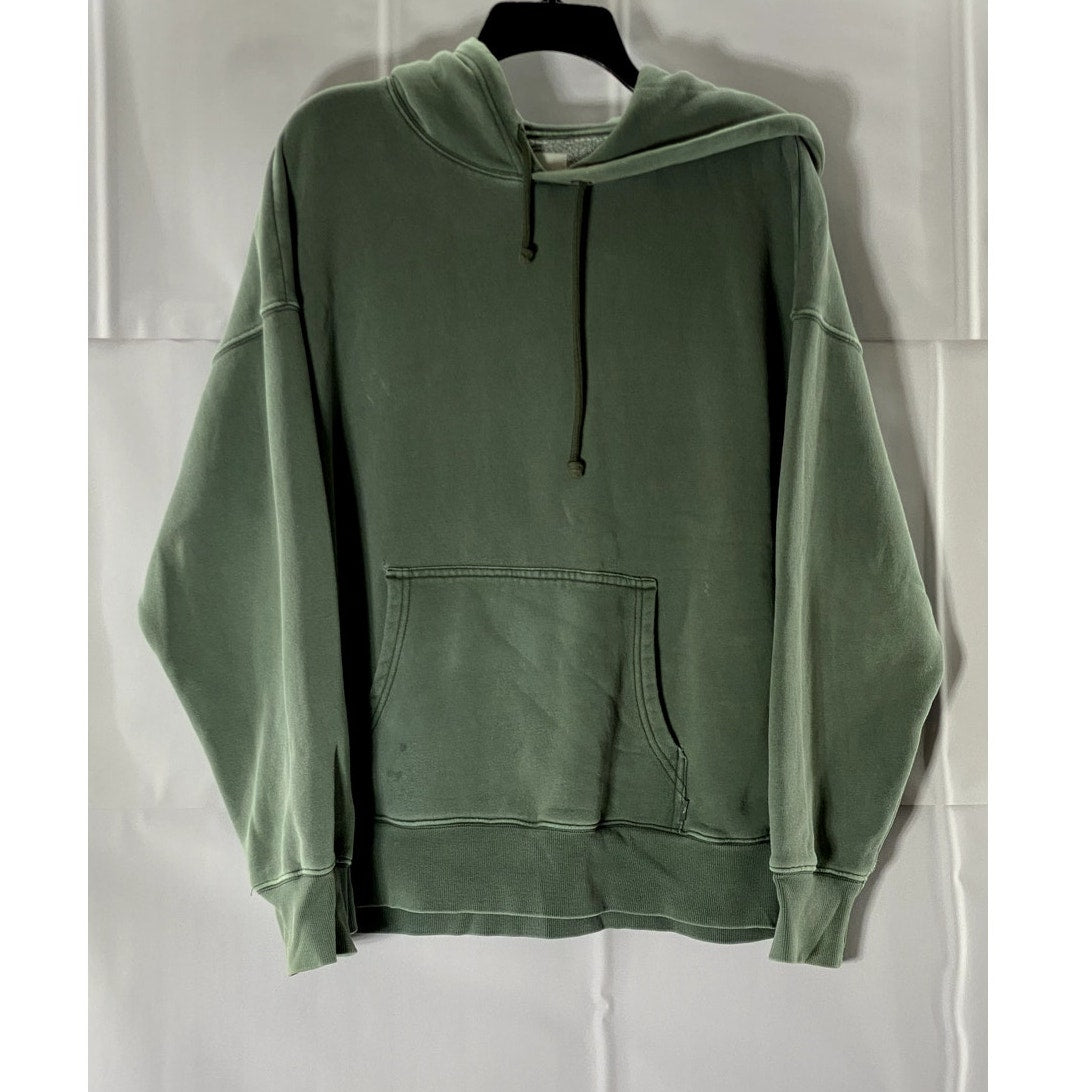 Aritizia TNA Cozy AF Sweatfleece Boyfriend Moss Green Distressed Hoodie SZ 2