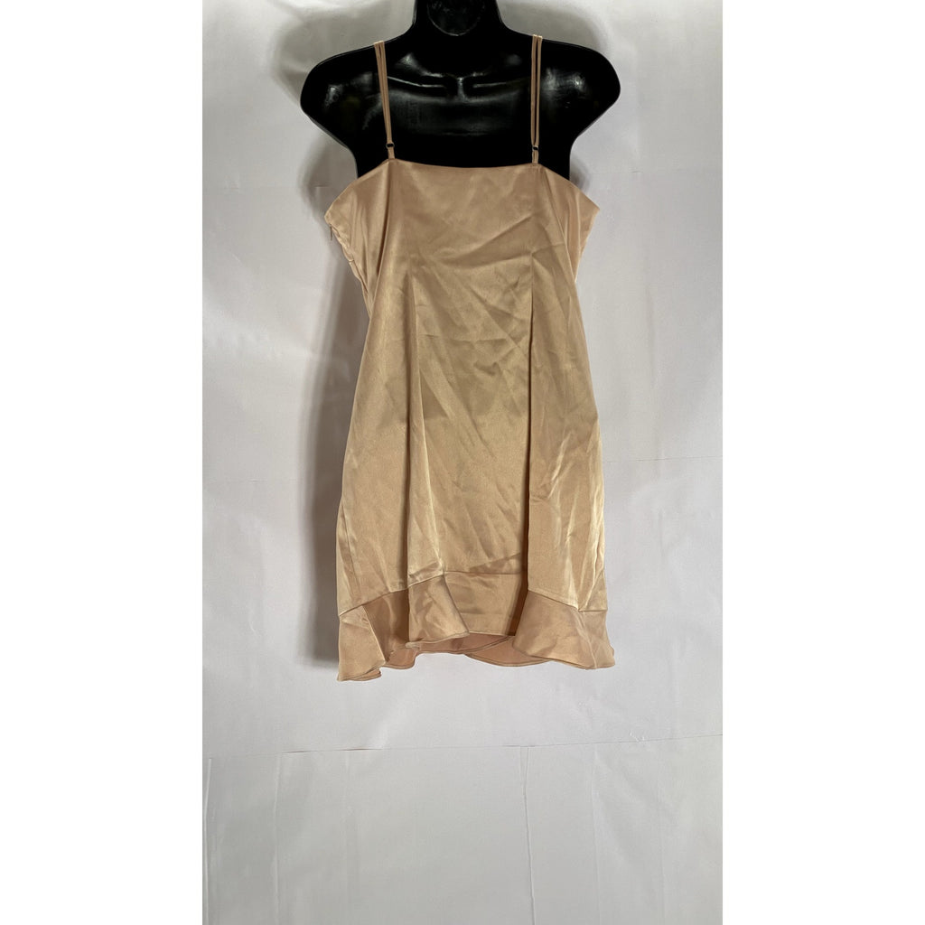 FOREVER 21 Women’s Gold Satin Button-Wrap V-Neck Adjustable Strap Mini Dress SZL