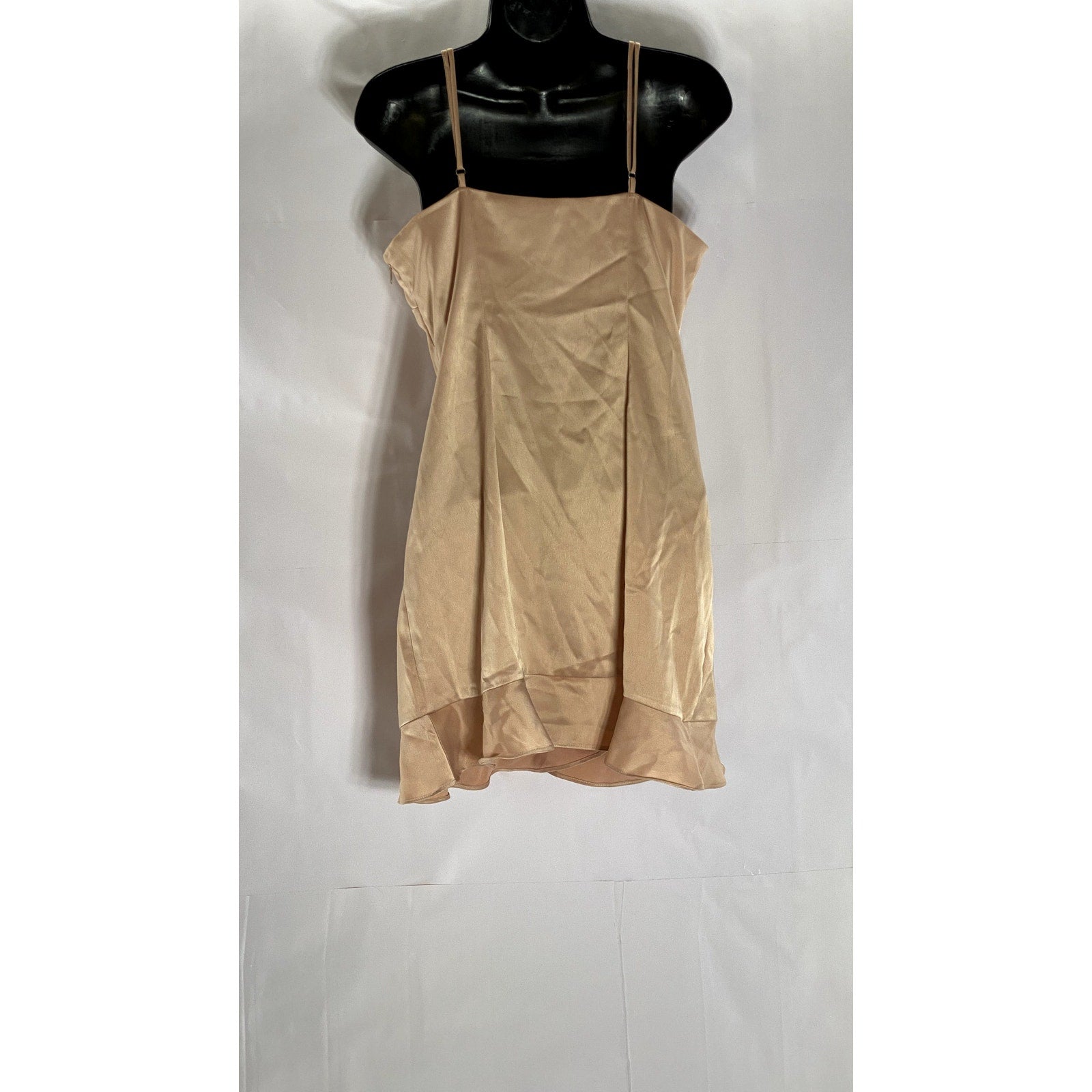 FOREVER 21 Women’s Gold Satin Button-Wrap V-Neck Adjustable Strap Mini Dress SZL