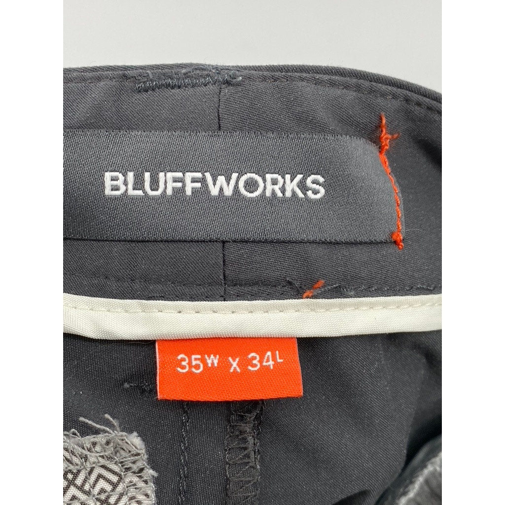 BLUFFWORKS Men's Charcoal Tailored-Fit Chino Pants SZ 35X34