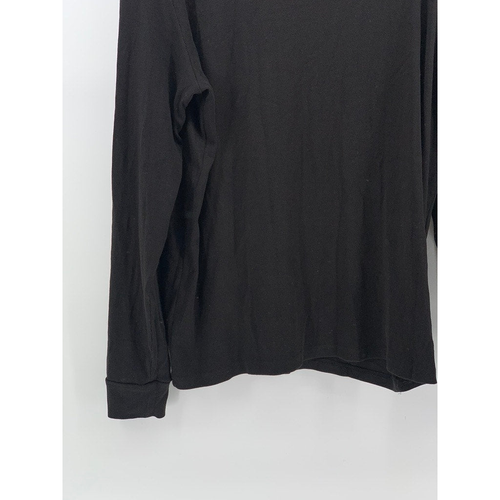 WEEKDAY Women's Black Rib Knit Mock-Neck Long Sleeve Casual Top SZ XL