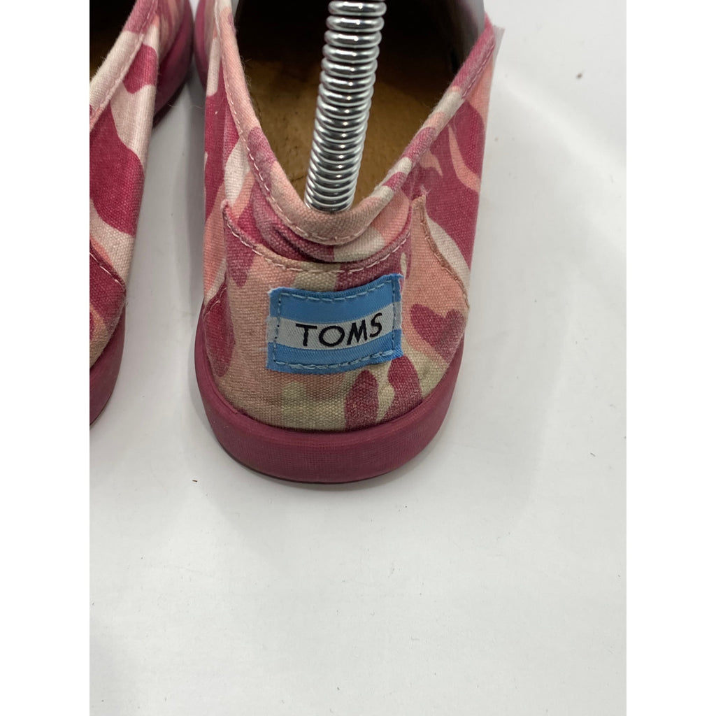 TOMS Youth Pink Camo Classic Slip-On Round-Toe Alpargata Canvas Shoes SZ 3.5Y