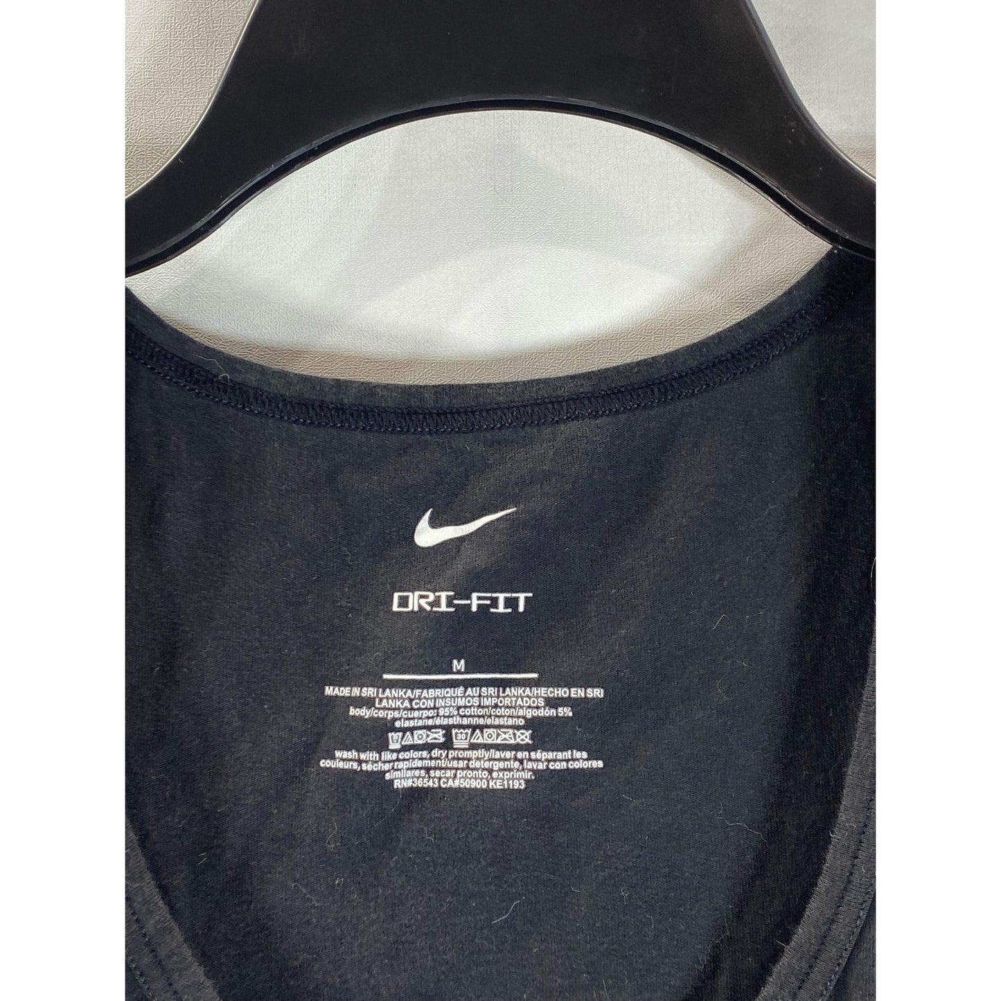 NIKE Men's Black Scoopneck Dri-Fit Tag-Free Essential Cotton Stretch Tank SZ M