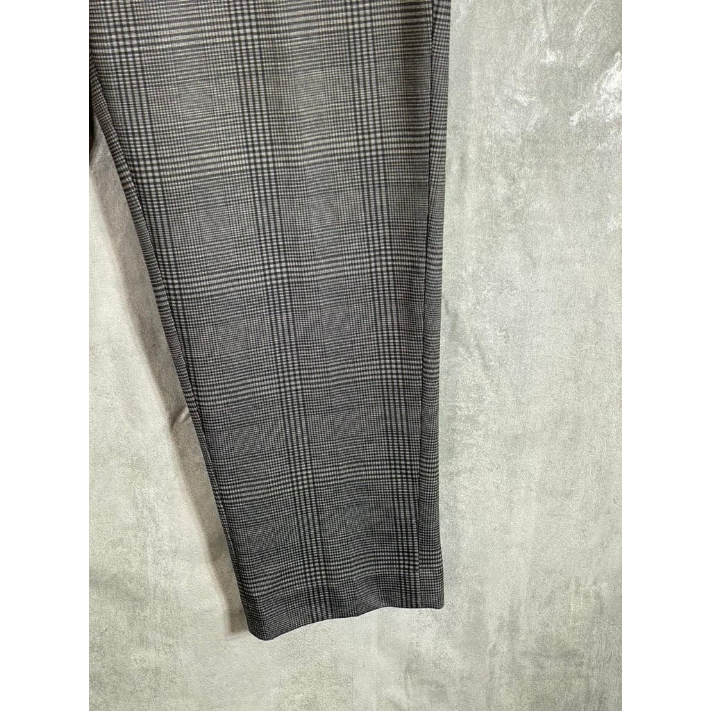 SELECTED HOMME Men's Charcoal Plaid Slight Tapered Jersey Cropped Pants SZ XL