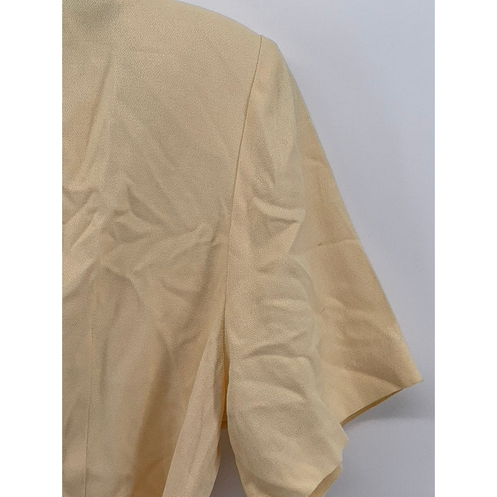 PETITE SOPHISTICATE Women's Yellow Vintage Button-Up Short Sleeve Top SZ 6P