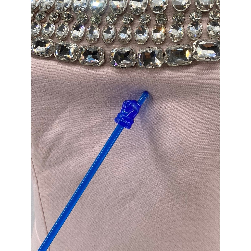 ML MONIQUE LHUILLIER Women's Pink Milana Strapless Rhinestone Midi Dress SZ 4