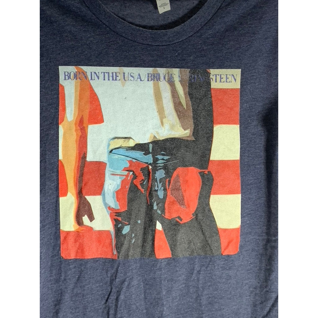 BELLA+CANVAS Unisex Blue Heather CVC Graphic Long Sleeve Crewneck T-Shirt SZ S