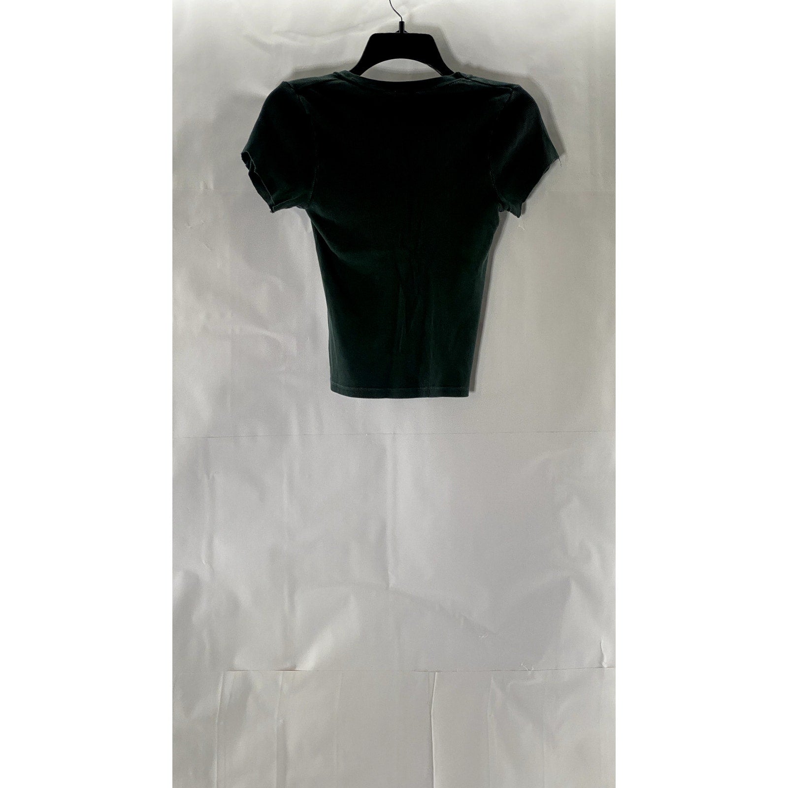 BRANDY MELVILLE Women's Dark Green Ribbed V-Neck Short Sleeve Top SZ XS
