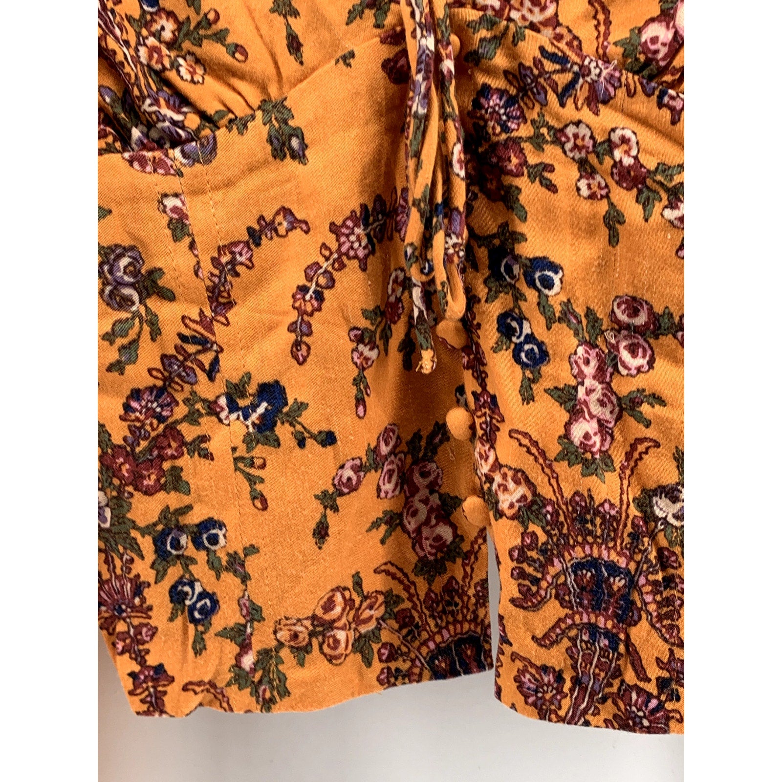 URBAN OUTFITTERS Women's Orange Floral Printed Bell Long Sleeve Top SZ S