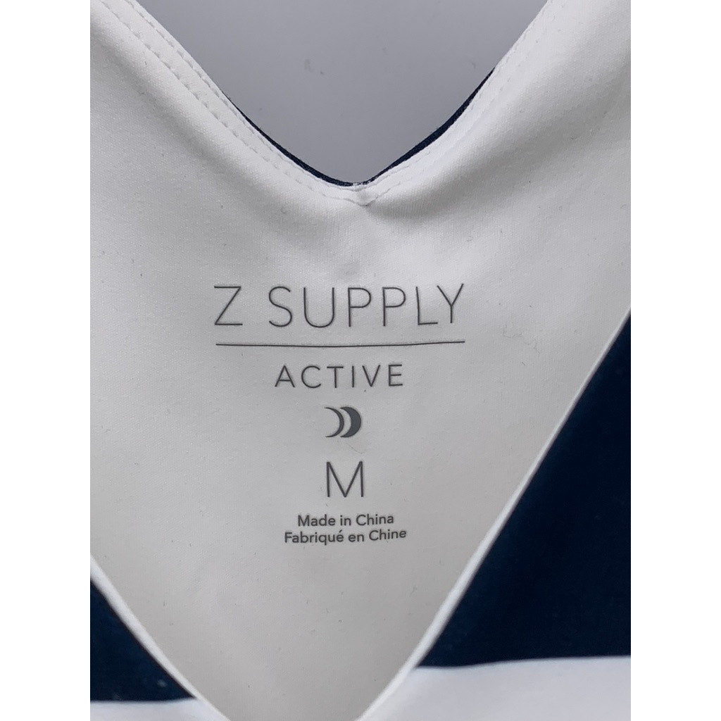 Z SUPPLY Women's Blue-White V-Neck Sleeveless Striped Longline Active Tank SZ M