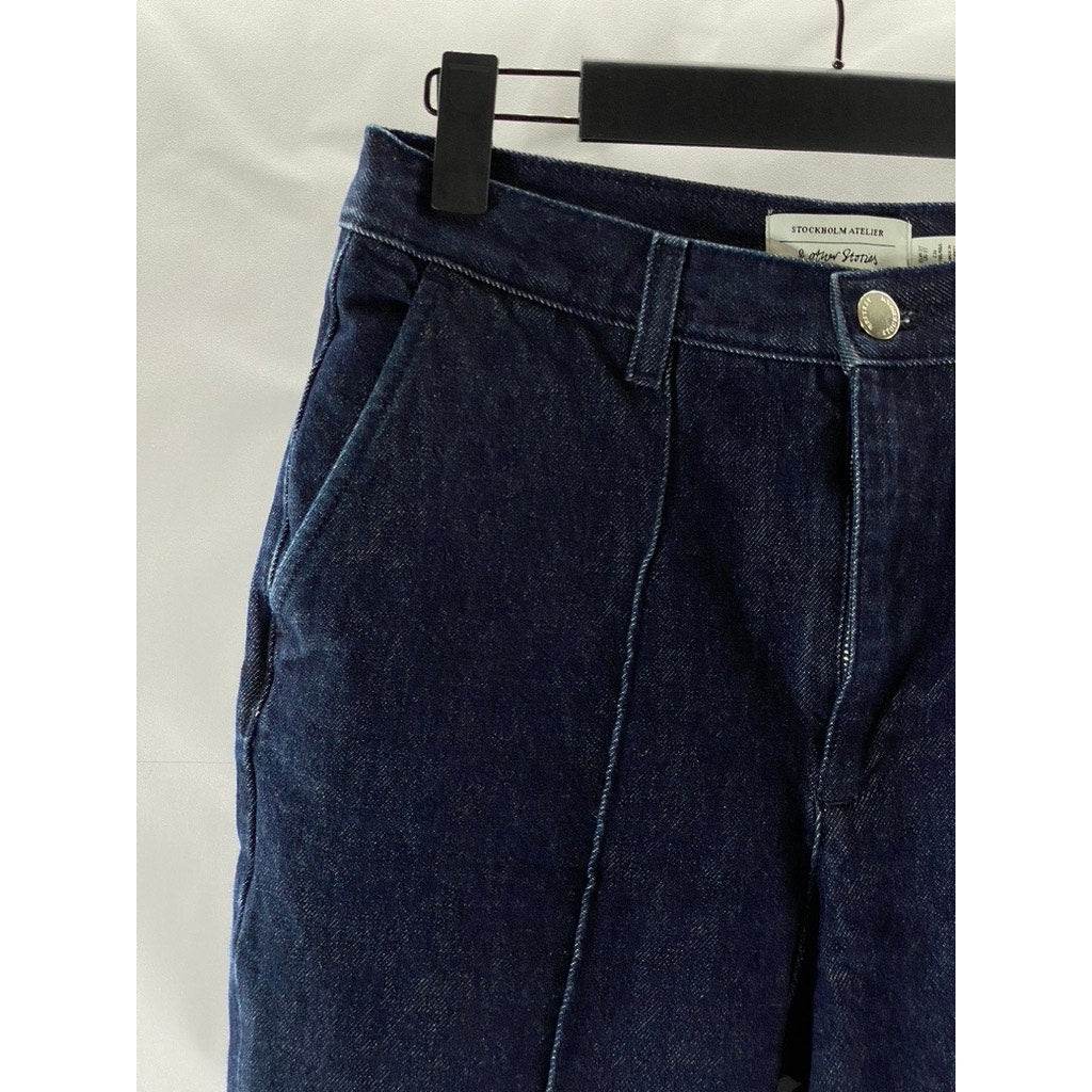 & OTHER STORIES Women's Dark Blue Denim Wide Leg Regular-Fit Jean SZ 27