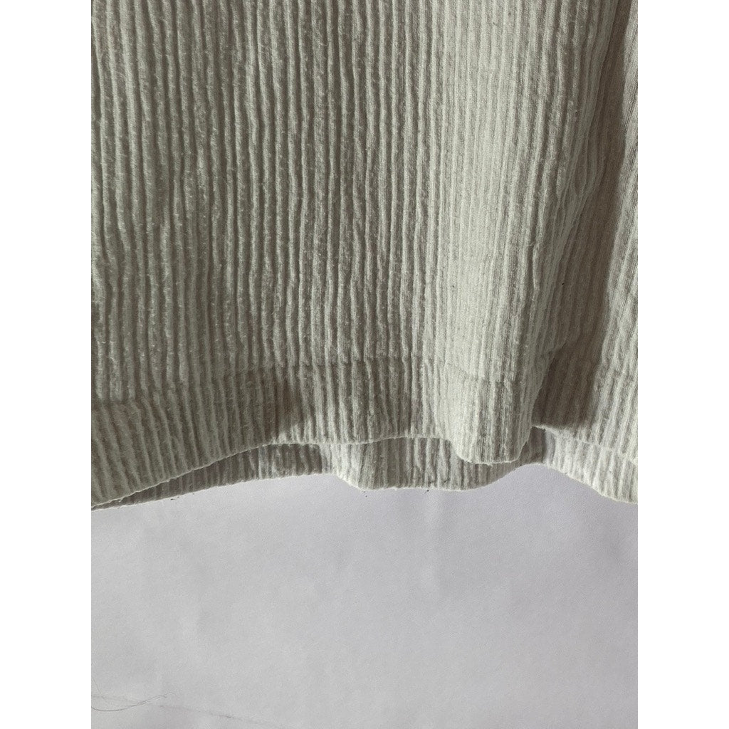 OUT FROM UNDER Women's White Ribbed Deep Scoop-Neck Cropped Tank Top SZ L
