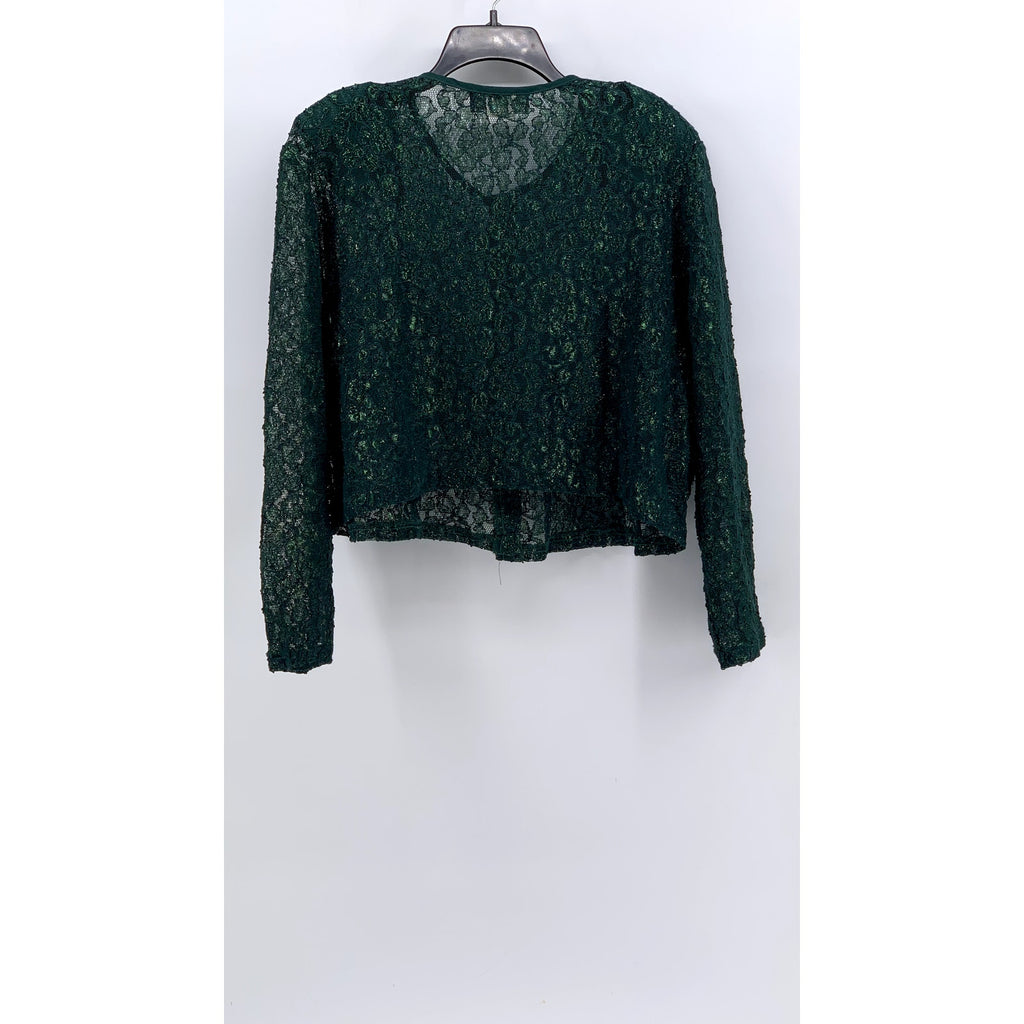 SHARADE NITES Women's Vintage Plus Dark Green Floral Lace Cardigan SZ 20W