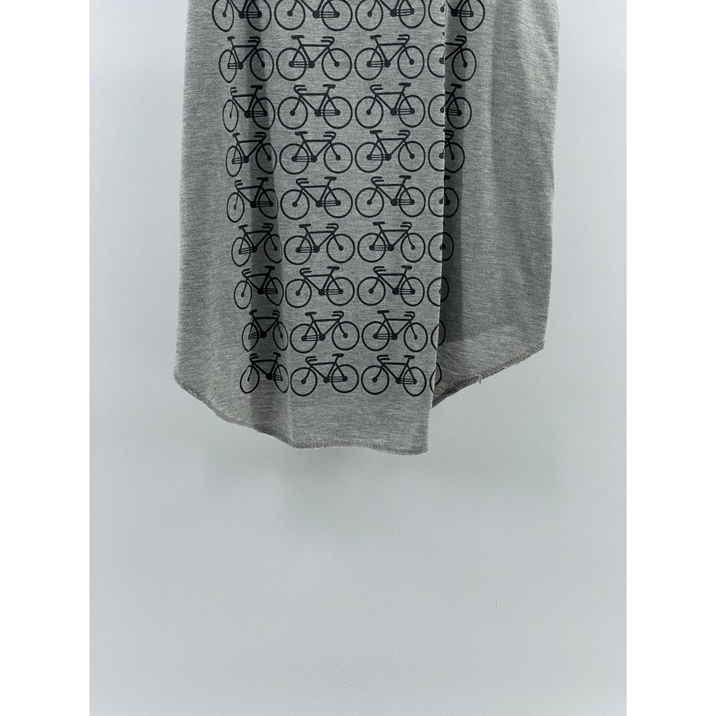 UNBRANDED Women's Light Gray Scoop-Neck Bicycle Print Loose-Fit Tank Top SZ S