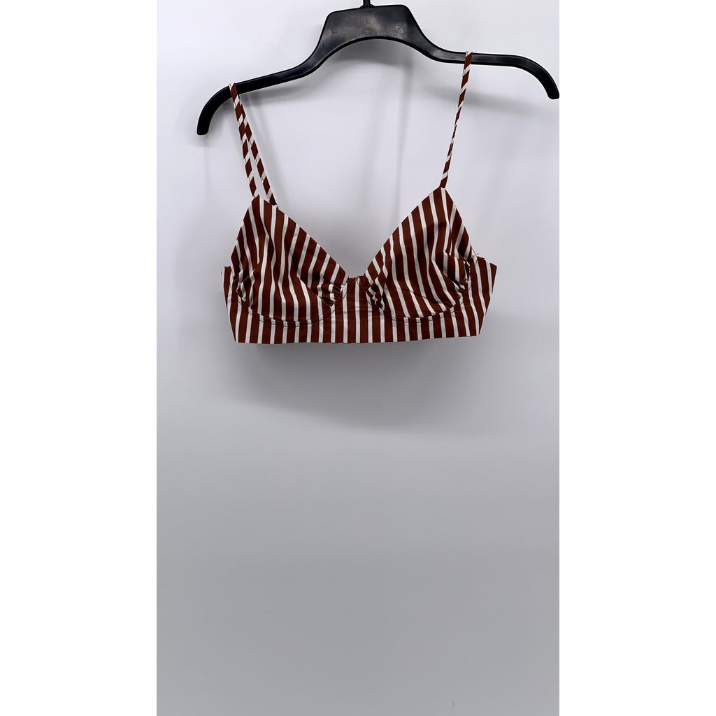 UNBRANDED Women's Brown-White Striped Bralette SZ S