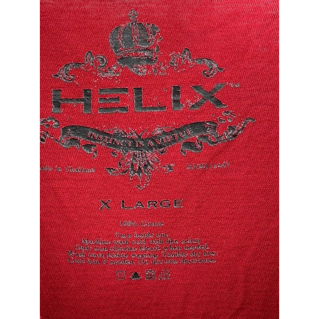 HELIX Men's Red Y2K Crewneck Short Sleeve Graphic T-Shirt SZ XL