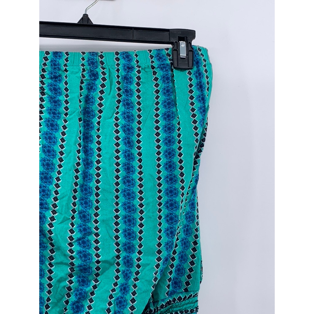 KIRRA Women's Blue-Green Printed Strapless Smocked Tube Top SZ M
