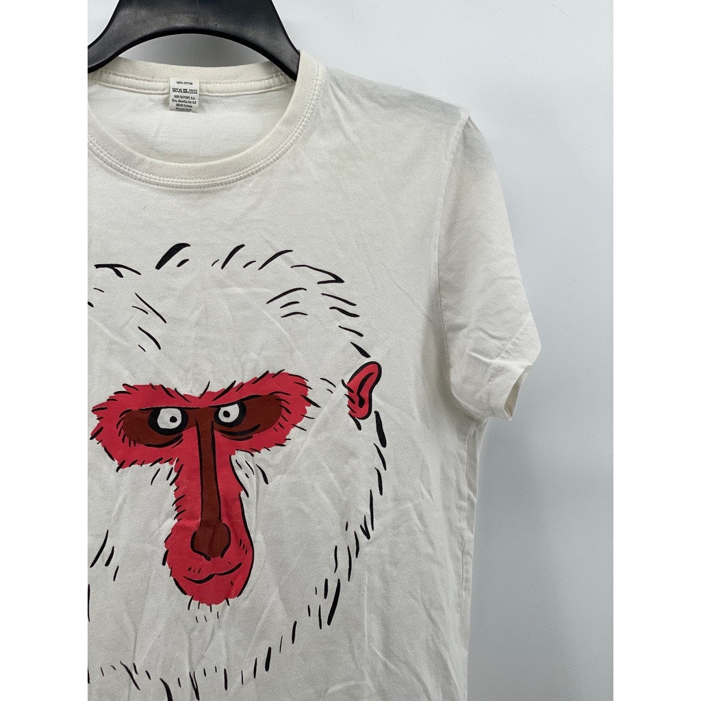 ROLY Men's White Bamboo Head Graphic Crewneck Short Sleeve Casual T-Shirt SZ M