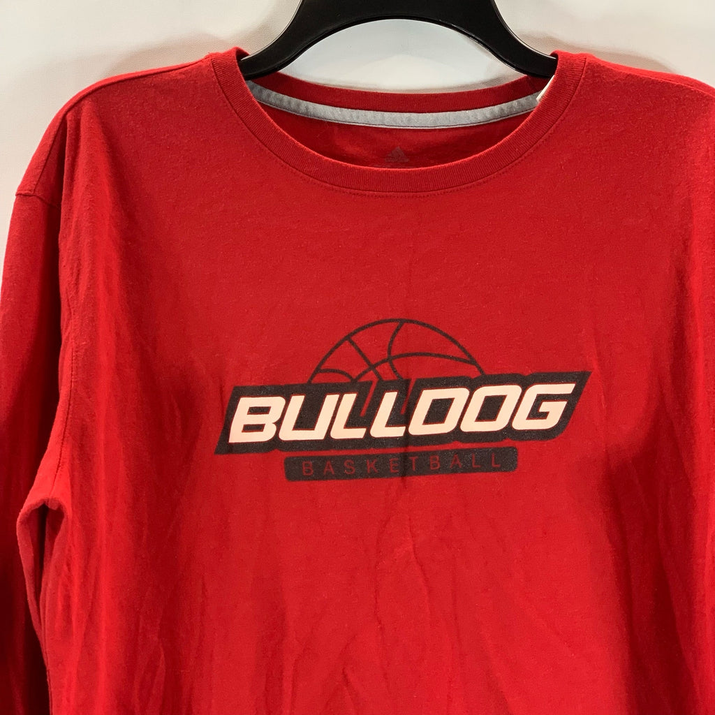 ADIDAS Men's Red Bulldog Basketball Crewneck Long Sleeve The-Go-To T-Shirt SZ L