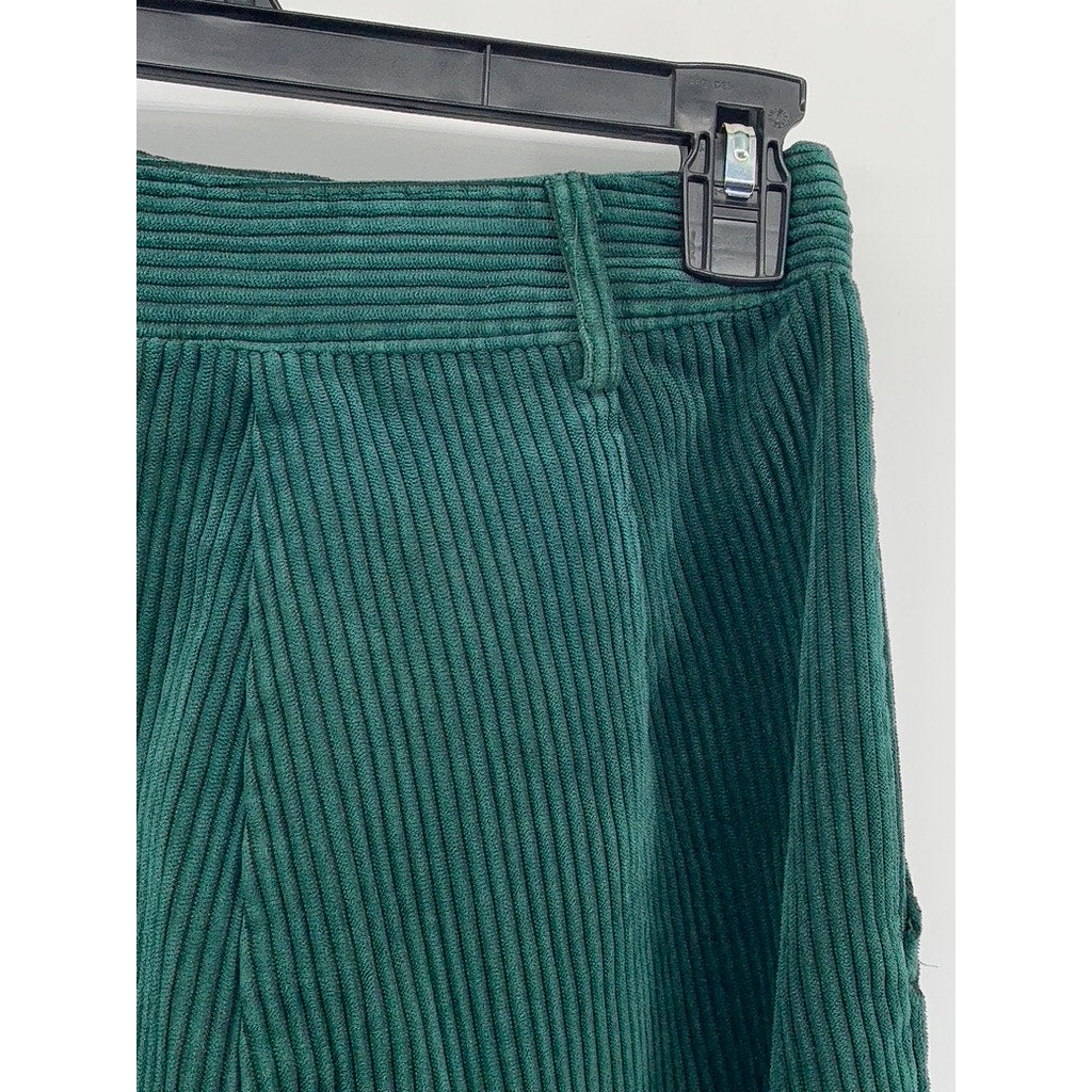 TOPSHOP Women’s Dark Green Corduroy Cuffed Pants SZ 2
