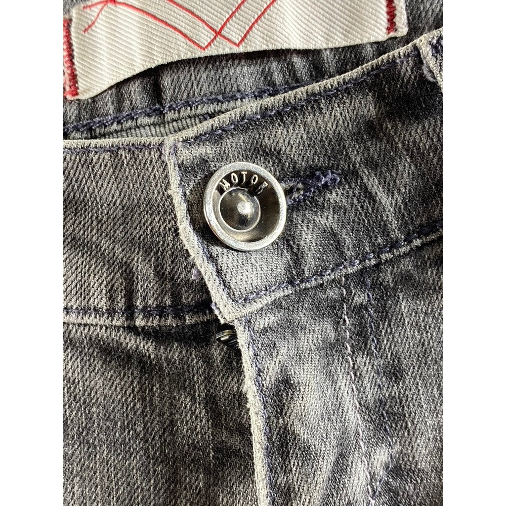 MOTOR JEANS Women's Washed Black Straight-Leg Denim Distressed Jean SZ 26