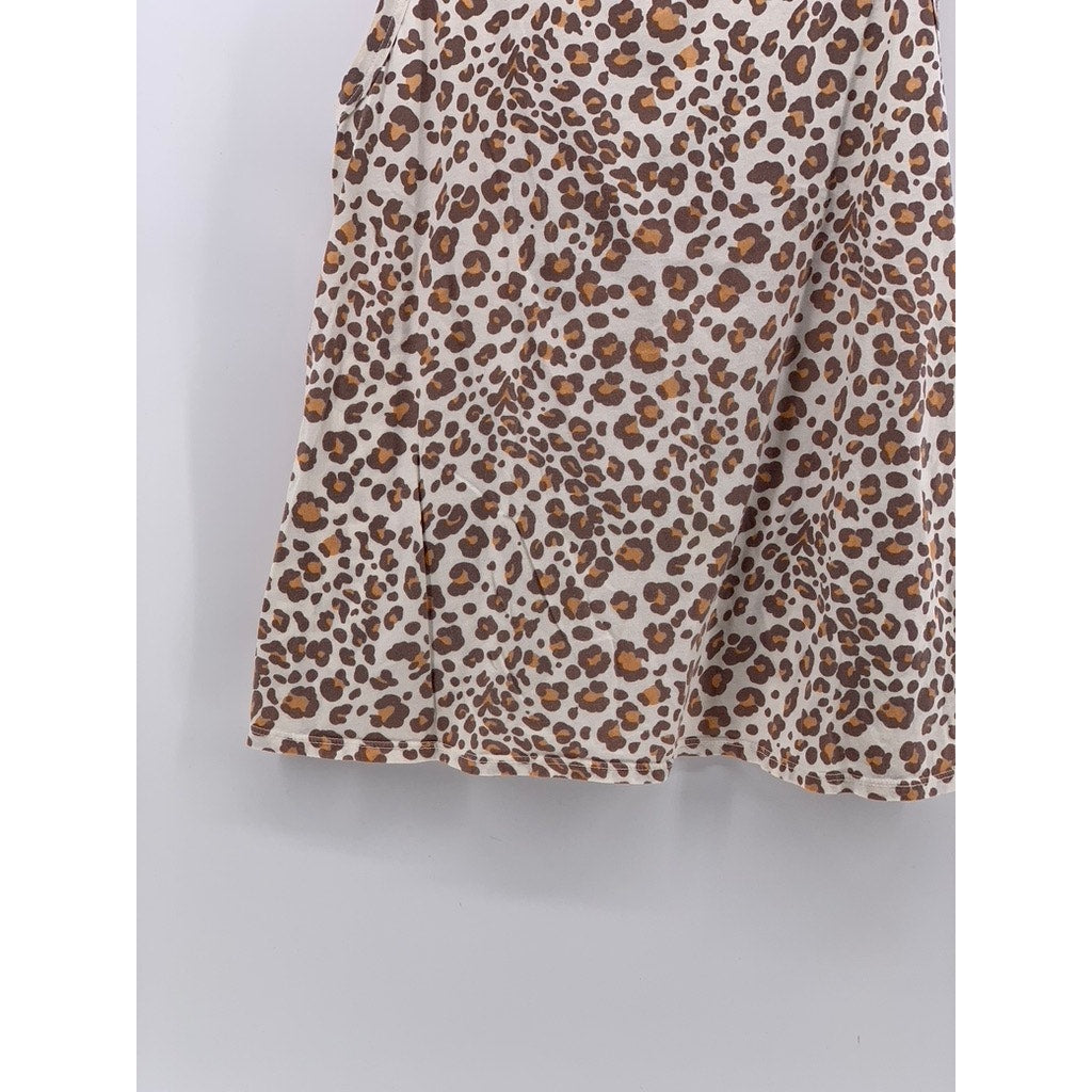 DOLAN Women's White-Brown Cheetah Print Scoop-Neck Sleeveless Top SZ M
