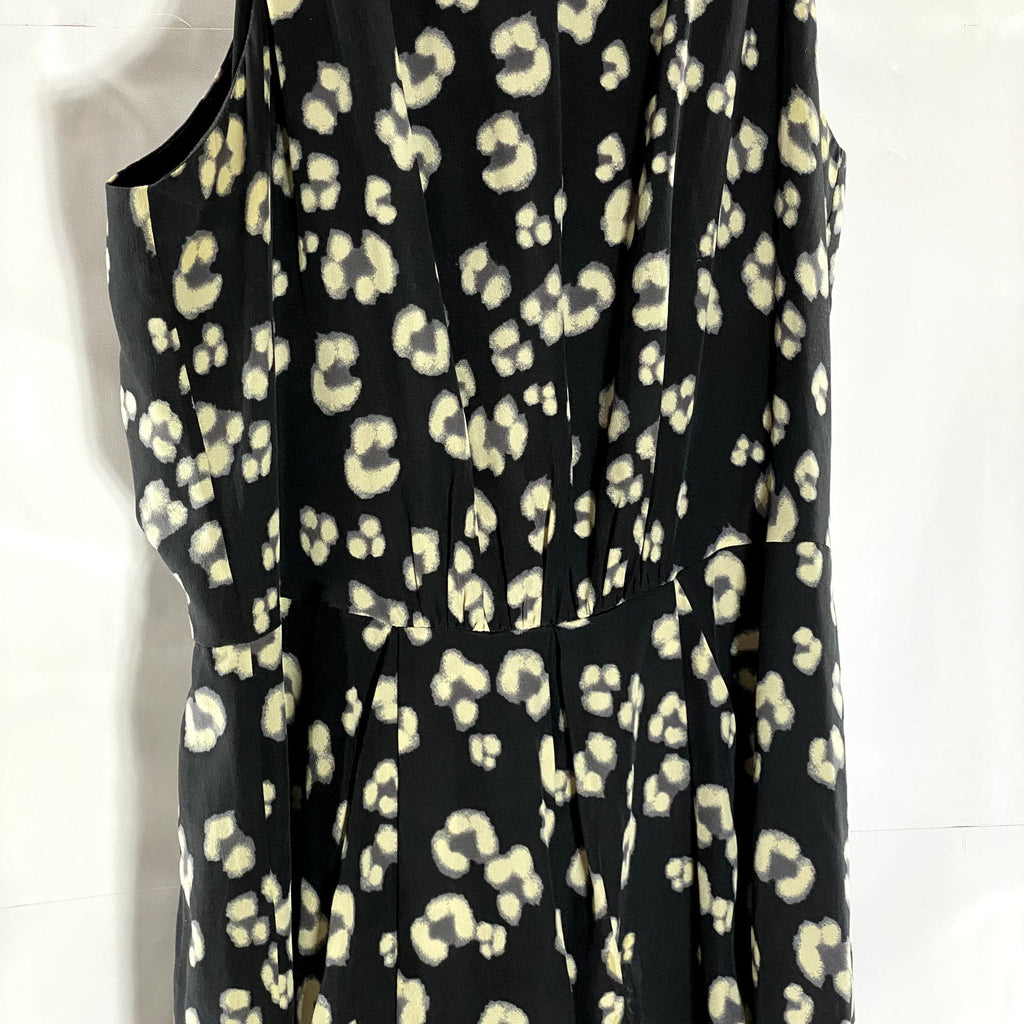 REBECCA TAYLOR Women's Black Animal Cheetah Printed Silk Fit & Flare Dress SZ 6
