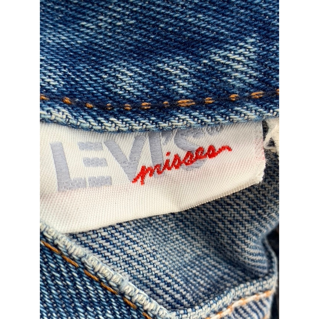 LEVI'S Misses Vintage Medium Blue Denim Frayed Classic Straight Jeans SZ L