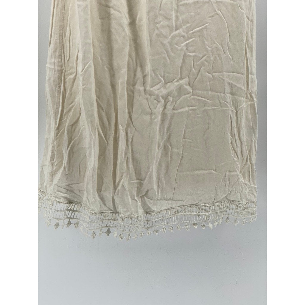TART Women’s Beige Crewneck Lace-Trim Knee-Length Sleeveless A-Line Dress SZ XS