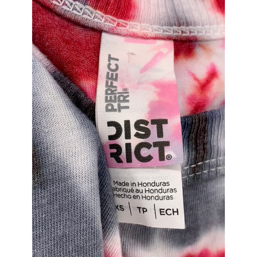 DISTRICT Women's Gray-Red Tie Dye Eye Graphic Shirt Dress SZ XS