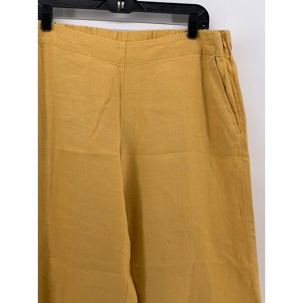 J. JILL Women's Tan Love Linen Wide-Leg Cropped Pants SZ M