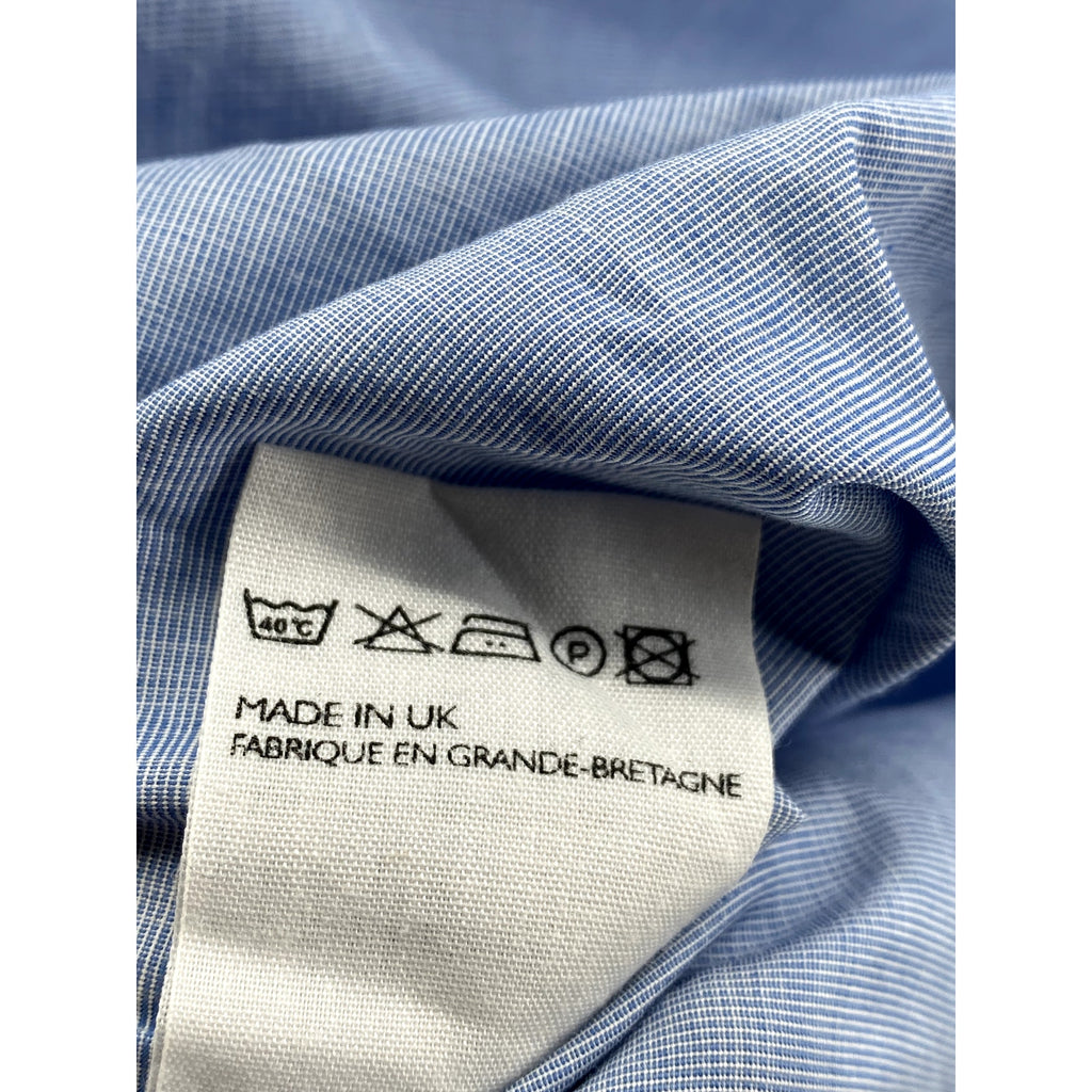 MARGARET HOWELL Men's Light Blue Solid Regular-Fit Button-Up Cotton Shirt SZ XS