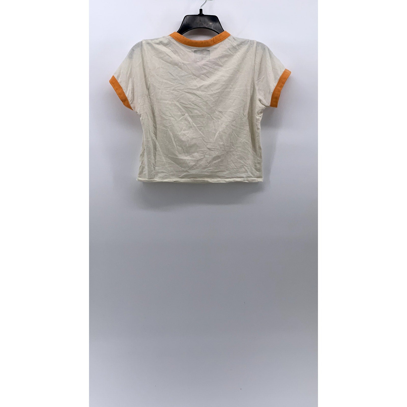 STANDARD ISSUE Women's Cream-Orange Crewneck Cowboy Graphic Short Sleeve Top SZM