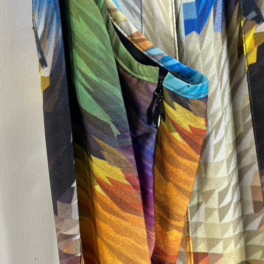 RANNA GILL Women's Blue Multi Tropical Tie-Waist Embellished Halter Dress SZ S