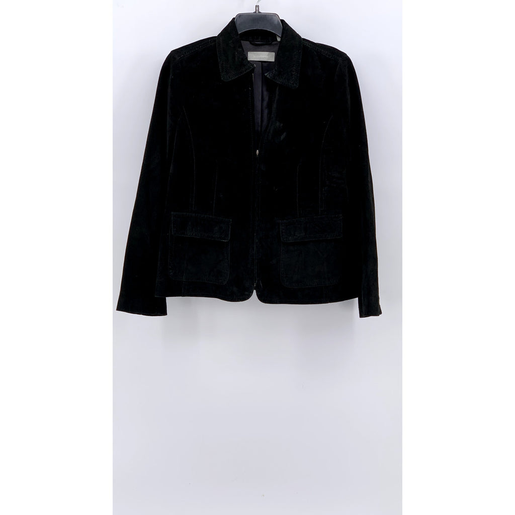 LIZ CLAIBORNE Women's Black Suede Zip-Up Jacket SZ M