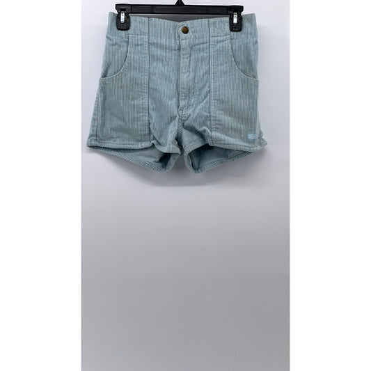 HAMMIES Women's Light Blue Corduroy Casual High-Rise Large Pocket Shorts SZ 30