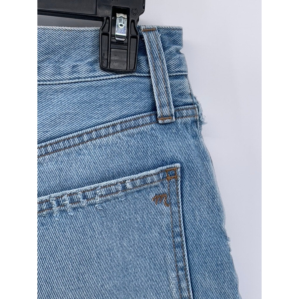 MADEWELL Women's Blue Denim Frayed Baggy Bermuda Shorts SZ 23