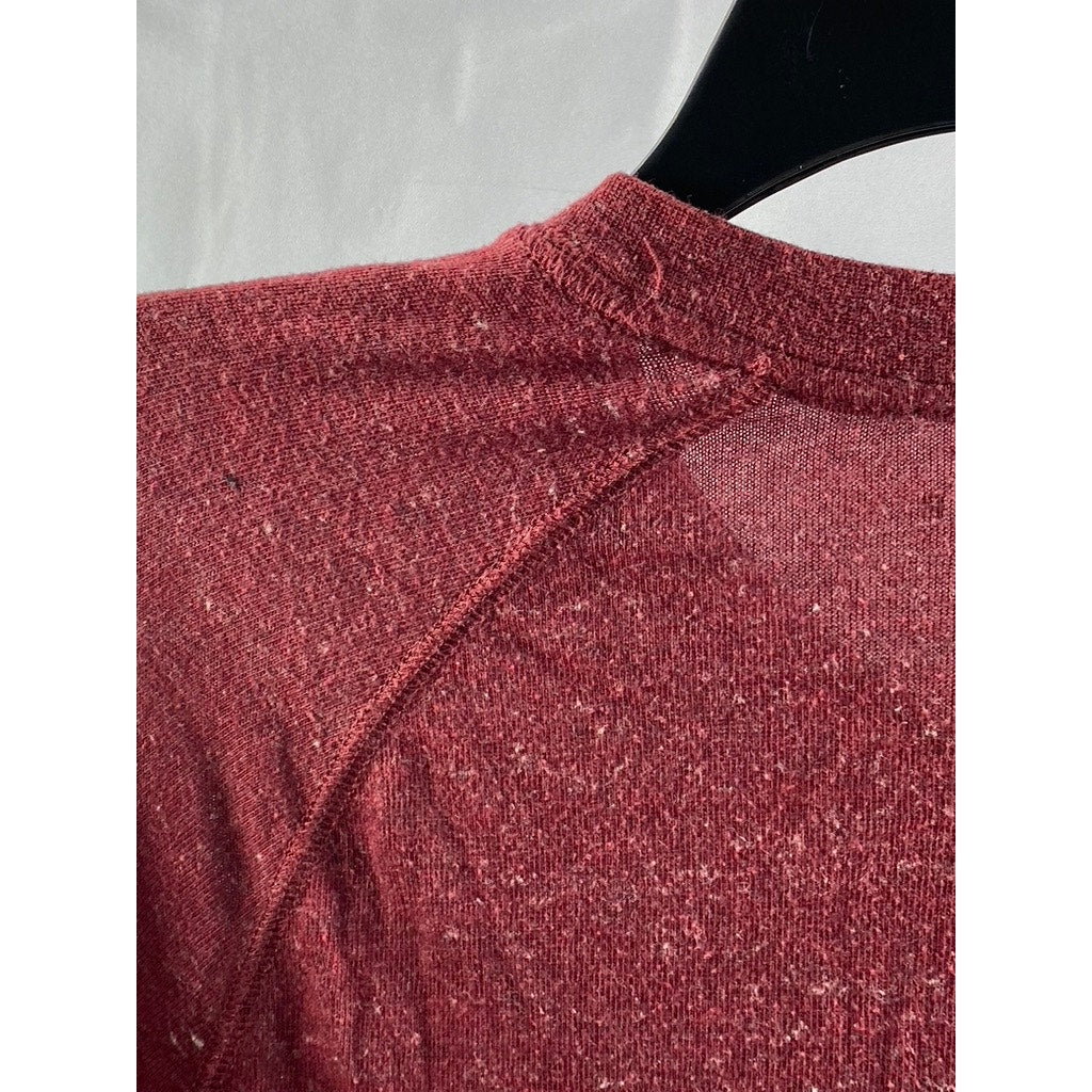 FIVE FOUR Men's Red Heather Long Sleeve Casual Henley Shirt SZ M