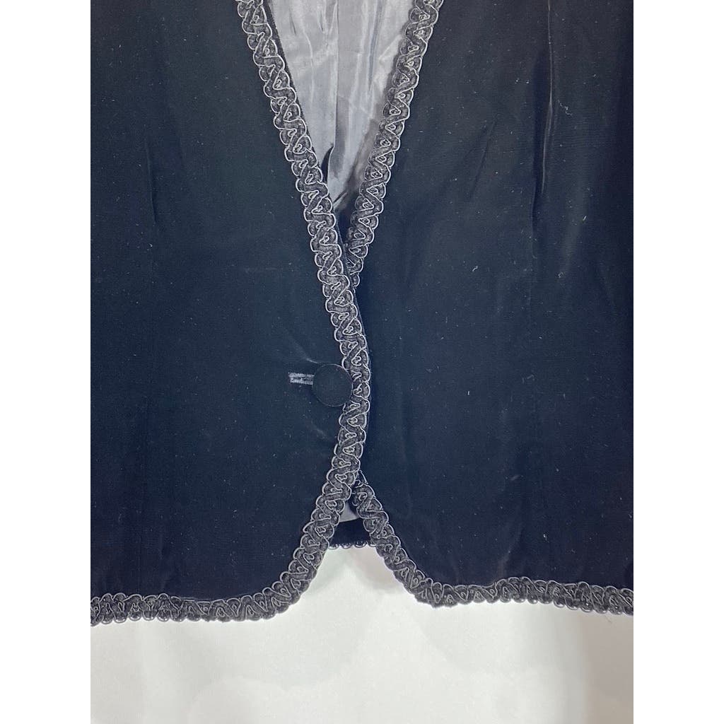 BROOKS BROTHERS Women's Black Vintage Textured Velvet Single-Button Blazer SZ 12