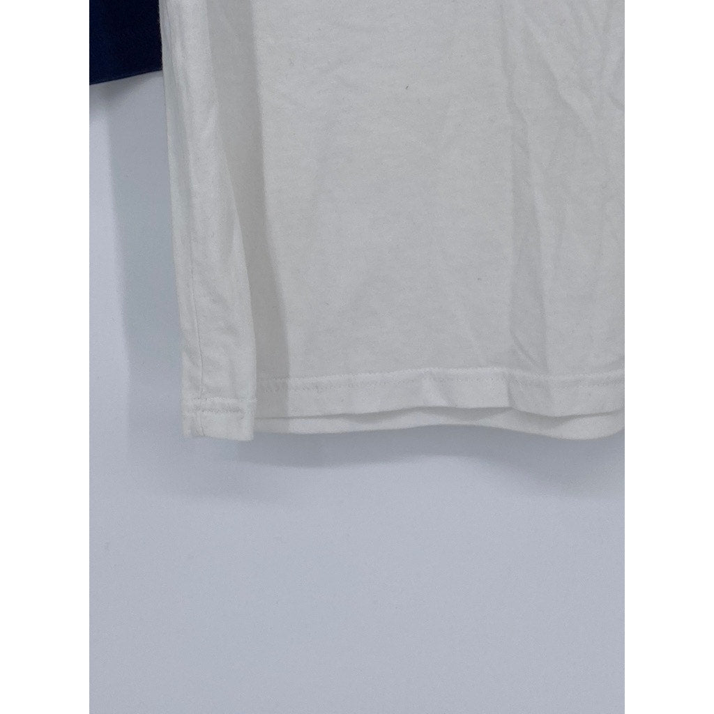 BELLA + CONVAS Women's Navy Blue-White Agatha All Along Crewneck Top SZ S