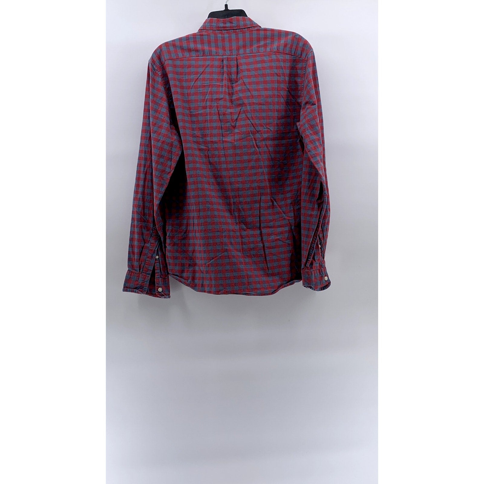 J.CREW Men's Blue-Red Check Stretch Slim-Fit Button-Up Long Sleeve Shirt SZ L